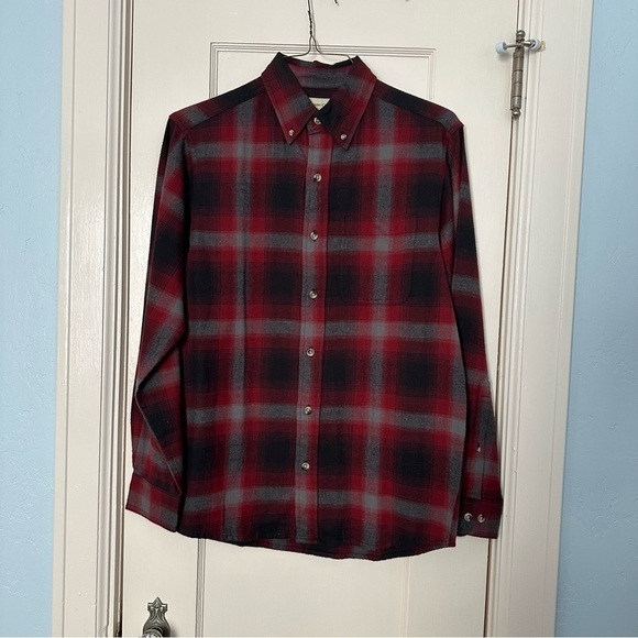 Hobbs Creek Shirt Ombre Cotton Plaid Flannel Button Down Red & Gray Size S - Picture 2 of 11